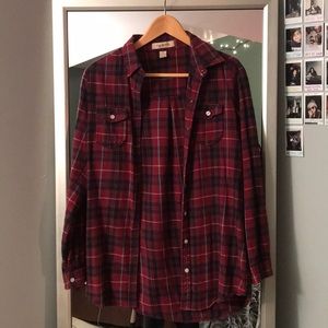 maroon flannel shirt